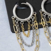 Load image into Gallery viewer, Gold Fringe Hoop Earrings