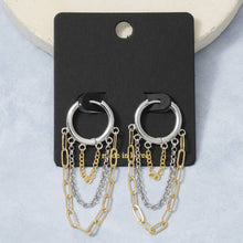 Load image into Gallery viewer, Gold Fringe Hoop Earrings
