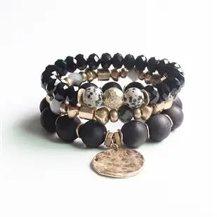 Black, Gold, and Natural Stone Stretch