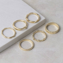 Load image into Gallery viewer, 5 Piece Silver Textured Band Ring Set