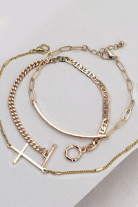 Gold Trio Rope Chain Bracelet