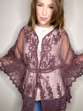 Load image into Gallery viewer, Mauve Boho Lace Kimono