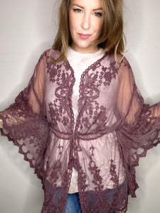 Mauve Boho Lace Kimono