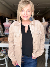 Load image into Gallery viewer, Khaki Corduroy Button Down Shacket