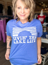 Load image into Gallery viewer, Livin’ the Lake Life Heather Blue Tee