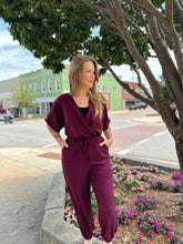 Load image into Gallery viewer, Plum Dolman Sleeve Jumpsuit