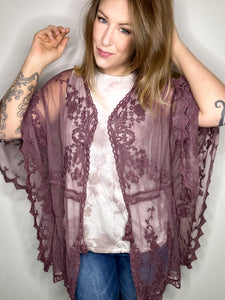 Mauve Boho Lace Kimono