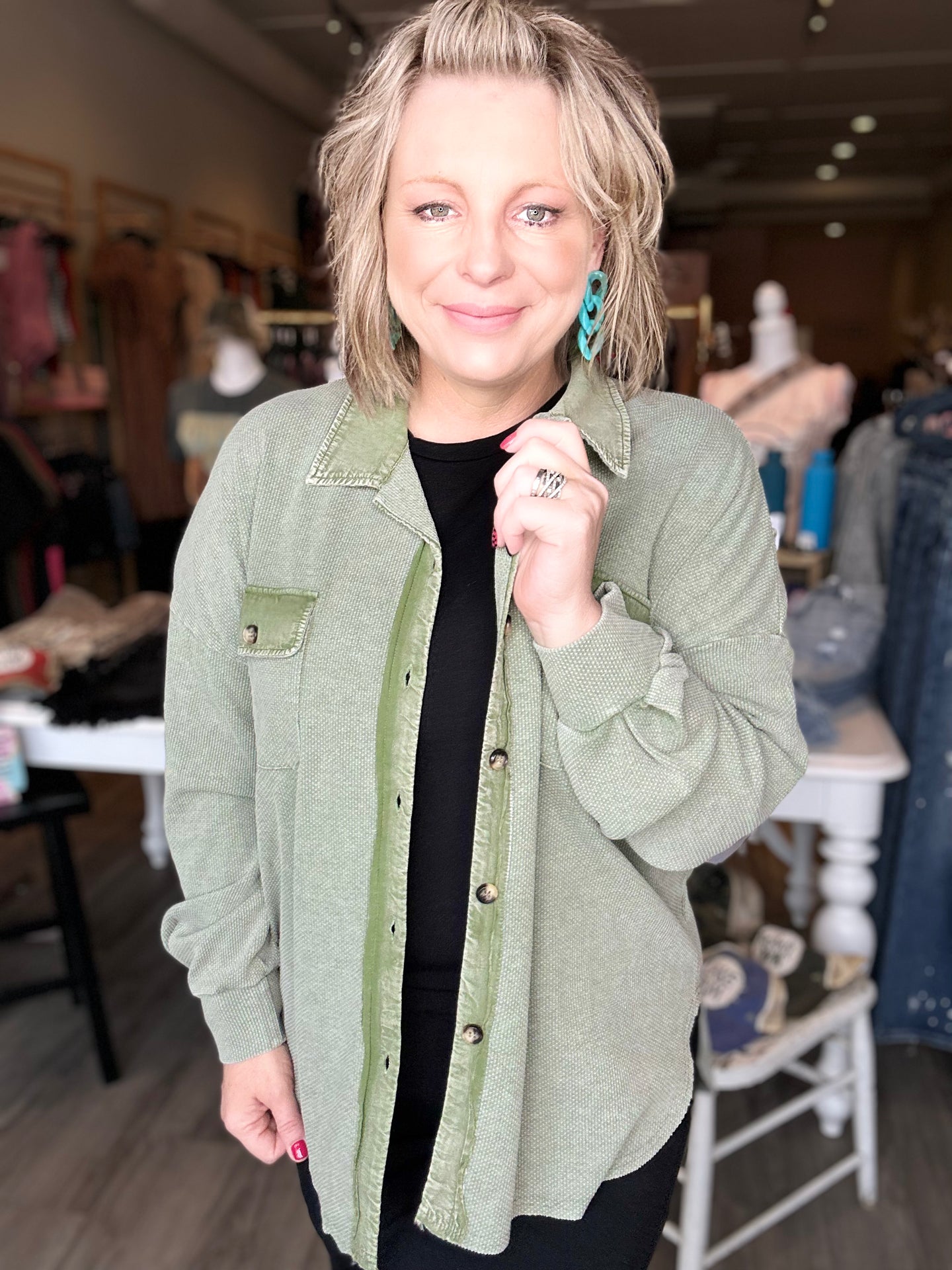 Olive Textured Shacket