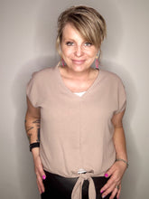 Load image into Gallery viewer, Camel Bottom Tie Blouse