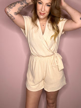 Load image into Gallery viewer, Cream CrossOver Tie Romper