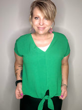 Load image into Gallery viewer, Kelly Green Bottom Tie Blouse