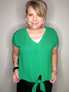 Kelly Green Bottom Tie Blouse