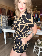 Load image into Gallery viewer, Black Abstract Print Romper