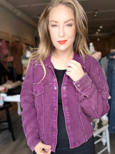 Load image into Gallery viewer, Plum Mineral Washed Waist Shacket
