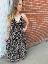 Load image into Gallery viewer, Black Floral Halter Maxi Dress
