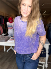 Load image into Gallery viewer, Purple Mineral Wash Crop Tee