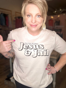 Jesus & Jail Heather Beige Tee