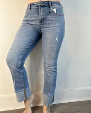 Load image into Gallery viewer, Risen Mid Rise Raw Hem Slim Jeans