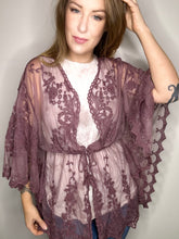 Load image into Gallery viewer, Mauve Boho Lace Kimono