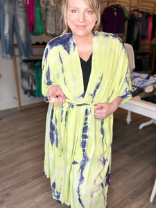 Lime Swirl Multi Print Kimono