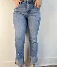 Load image into Gallery viewer, Risen Mid Rise Raw Hem Slim Jeans