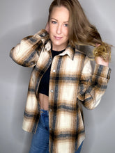 Load image into Gallery viewer, Camel Plaid Shacket