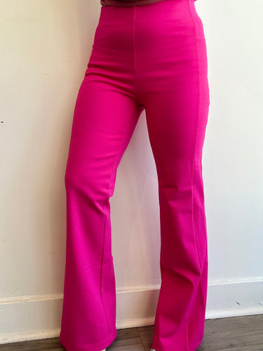 Hot Pink Flared Dress Pants