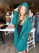 Load image into Gallery viewer, Turquoise Hoodie Cardigan