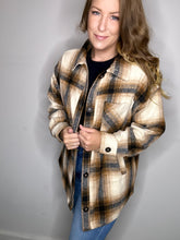 Load image into Gallery viewer, Camel Boyfriend Fit Plaid Shacket
