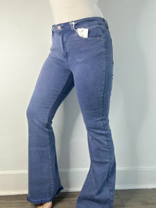 Blackberry Acid Wash Frayed Bootcut Jeans