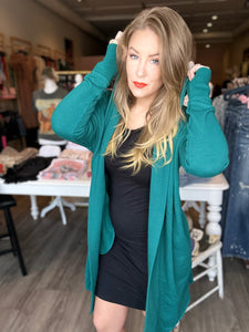 Turquoise Hoodie Cardigan