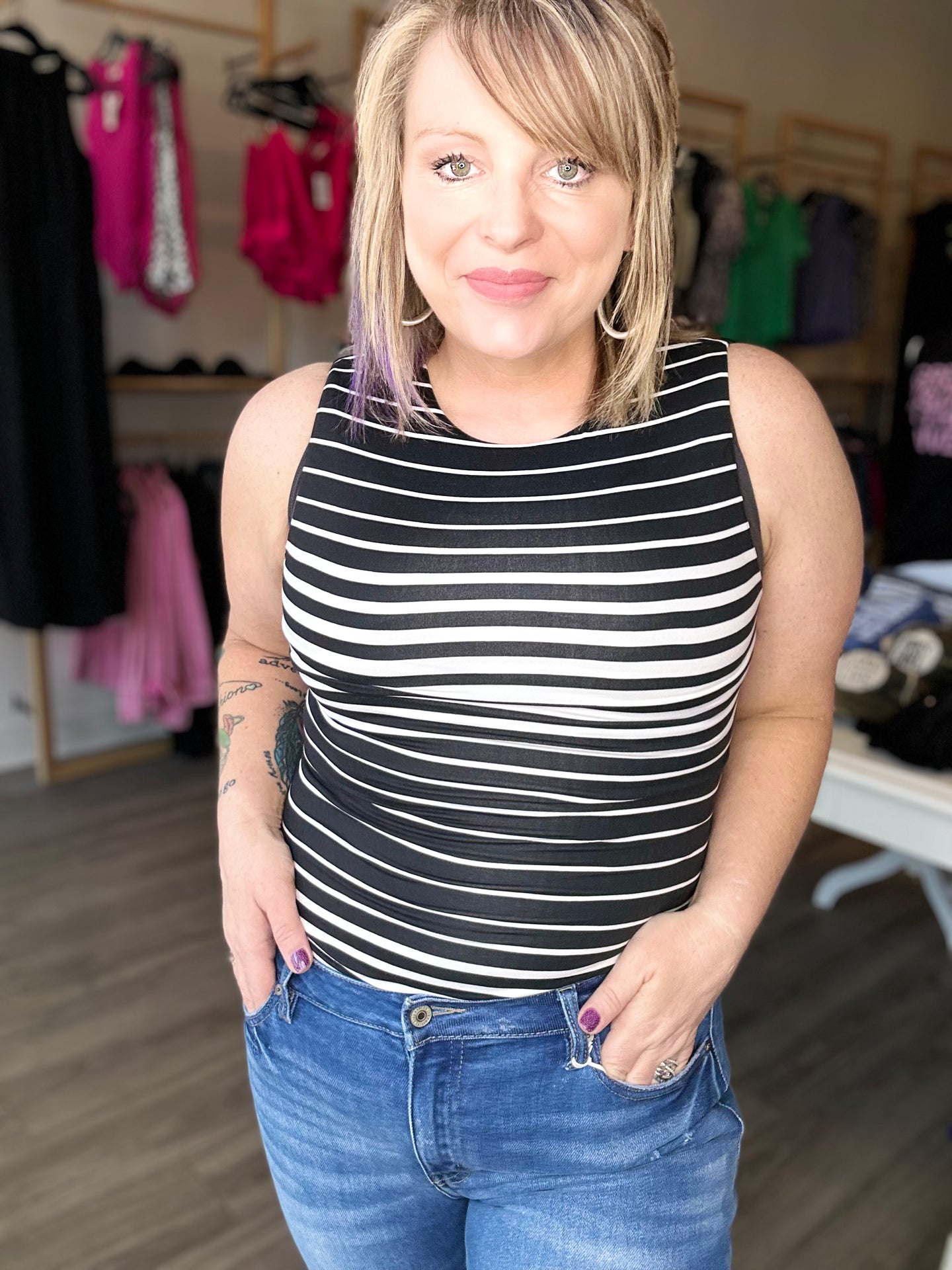 Black Striped Bodysuit