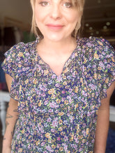 Load image into Gallery viewer, Navy Floral Chiffon Blouse