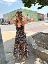 Load image into Gallery viewer, Black Floral Halter Maxi Dress