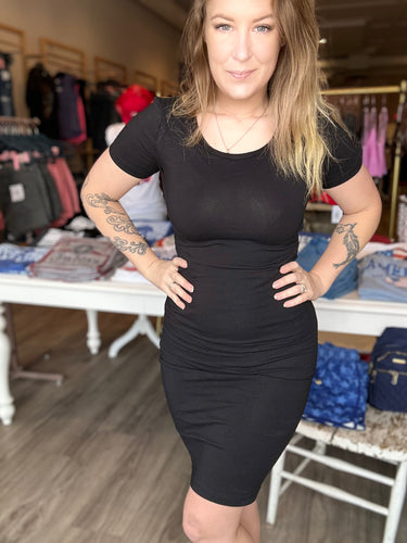 Black Classic Short Sleeve Dress