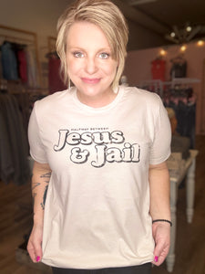 Jesus & Jail Heather Beige Tee