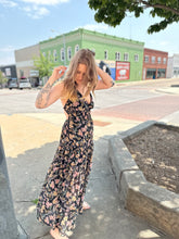 Load image into Gallery viewer, Black Floral Halter Maxi Dress