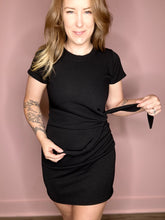 Load image into Gallery viewer, Black Front Side Tie Dress