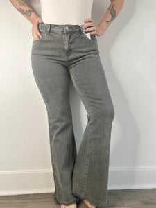 Black Acid Wash Frayed Bootcut Jeans