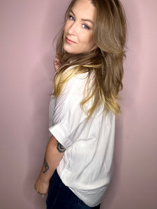 White Collared Short Sleeve Blouse