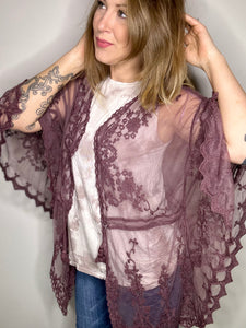 Mauve Boho Lace Kimono