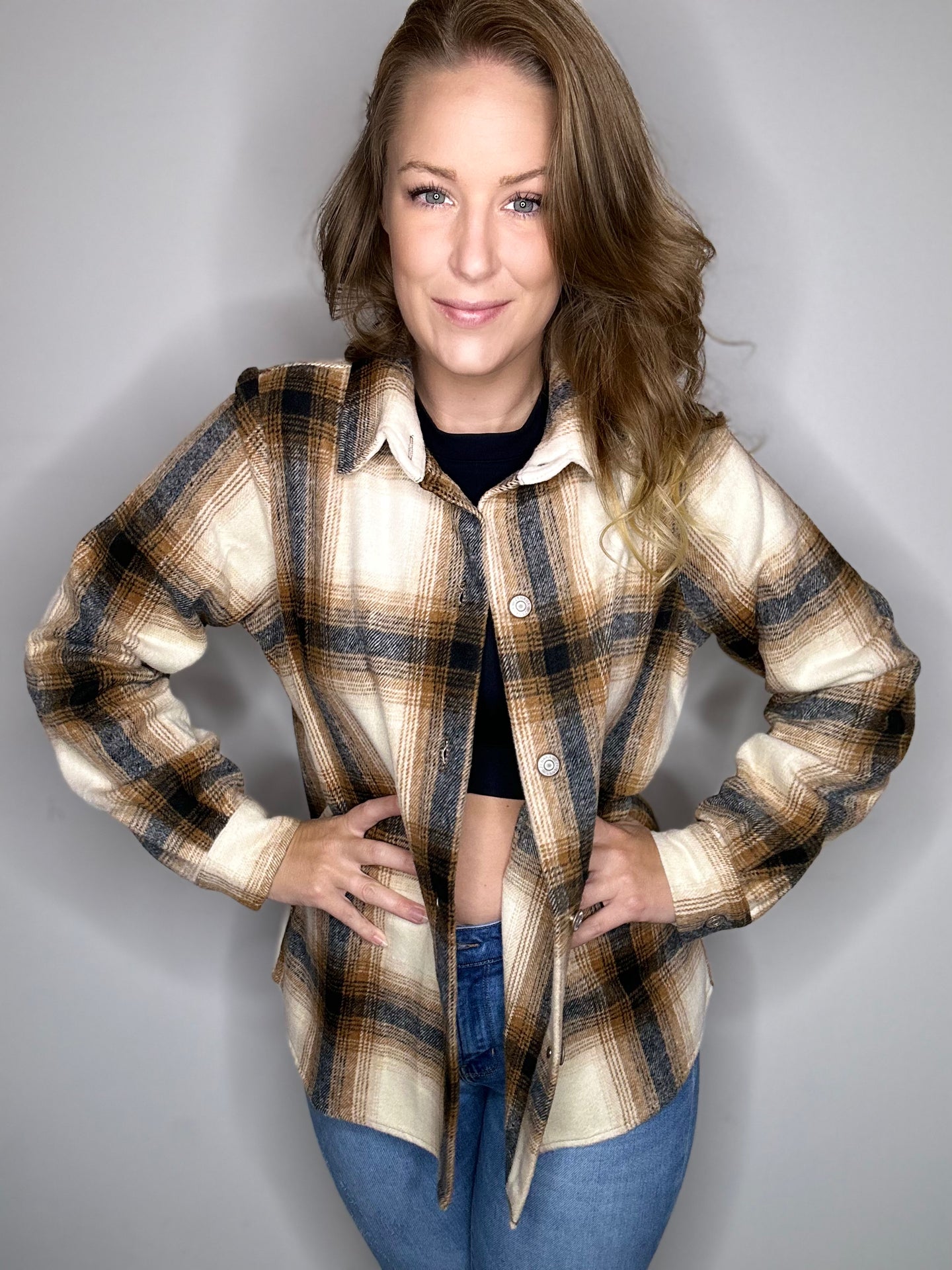 Camel Plaid Shacket