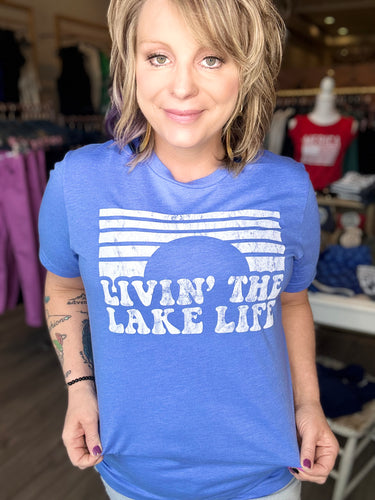 Livin’ the Lake Life Heather Blue Tee
