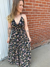Load image into Gallery viewer, Black Floral Halter Maxi Dress