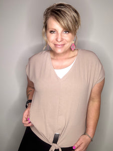 Camel Bottom Tie Blouse