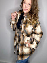 Load image into Gallery viewer, Camel Boyfriend Fit Plaid Shacket