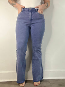 Blackberry Acid Wash Frayed Bootcut Jeans