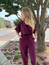 Load image into Gallery viewer, Plum Dolman Sleeve Jumpsuit
