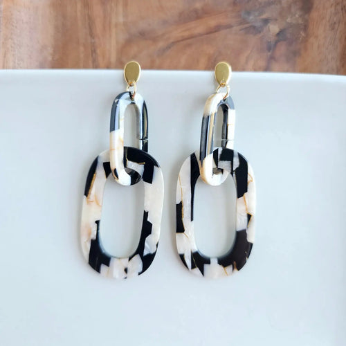 Onyx & Pearl Drop Earrings