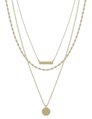 Gold Layered Bar & Charm Necklace